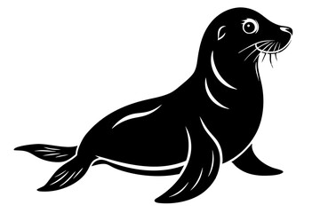 seal silhouette line art vector illustration with a white background