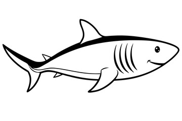 shark silhouette line art vector illustration with a white background