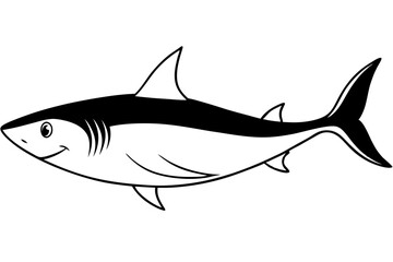 shark silhouette line art vector illustration with a white background
