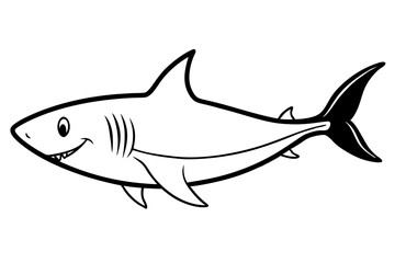 shark silhouette line art vector illustration with a white background