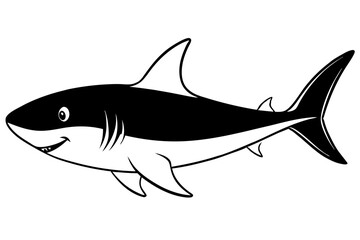 shark silhouette line art vector illustration with a white background