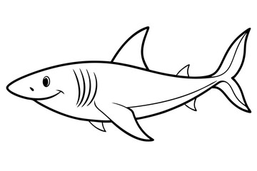 shark silhouette line art vector illustration with a white background