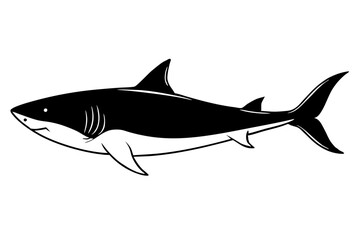shark silhouette line art vector illustration with a white background