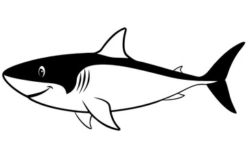 shark silhouette line art vector illustration with a white background