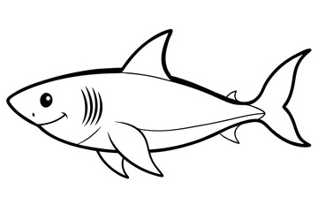 shark silhouette line art vector illustration with a white background