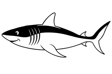 Obraz premium shark silhouette line art vector illustration with a white background