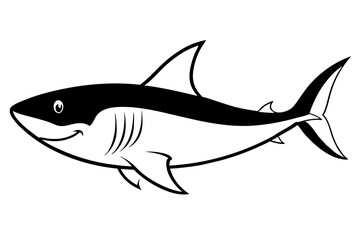 shark silhouette line art vector illustration with a white background