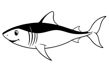 shark silhouette line art vector illustration with a white background