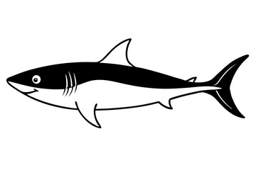Naklejka premium shark silhouette line art vector illustration with a white background