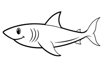 shark silhouette line art vector illustration with a white background