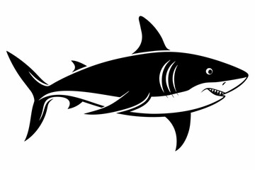 shark silhouette line art vector illustration with a white background