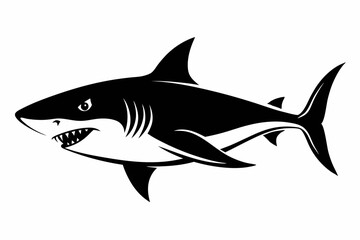 shark silhouette line art vector illustration with a white background