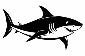 shark silhouette line art vector illustration with a white background