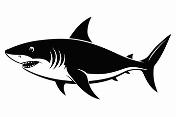 shark silhouette line art vector illustration with a white background