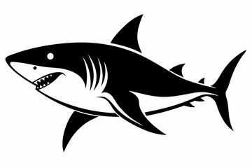 shark silhouette line art vector illustration with a white background