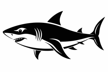 shark silhouette line art vector illustration with a white background