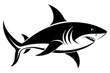 shark silhouette line art vector illustration with a white background
