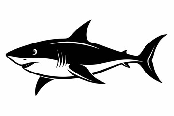 shark silhouette line art vector illustration with a white background