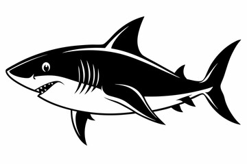 shark silhouette line art vector illustration with a white background