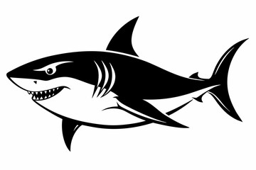 shark silhouette line art vector illustration with a white background