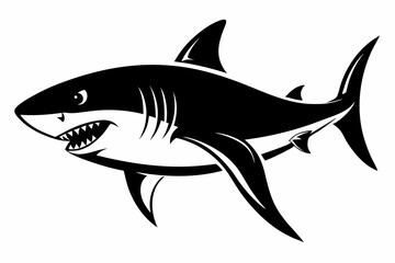 shark silhouette line art vector illustration with a white background