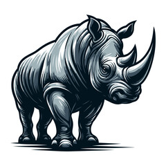 Rhino vector and illustration isolated on white background for wildlife design.