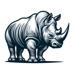 Rhino vector and illustration isolated on white background for wildlife design.