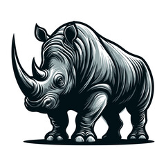 Rhino vector and illustration isolated on white background for wildlife design.