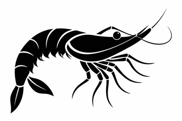 shrimp silhouette line art vector illustration with a white background