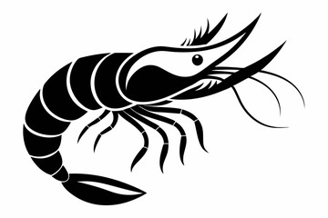 shrimp silhouette line art vector illustration with a white background
