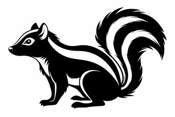 skunk silhouette line art vector illustration with a white background