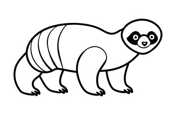 sloth silhouette line art vector illustration with a white background