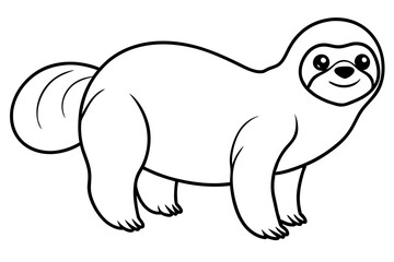 sloth silhouette line art vector illustration with a white background