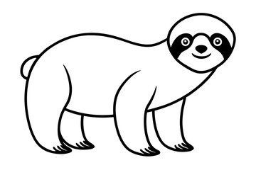sloth silhouette line art vector illustration with a white background
