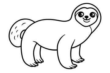 sloth silhouette line art vector illustration with a white background