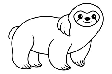 sloth silhouette line art vector illustration with a white background