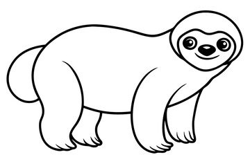sloth silhouette line art vector illustration with a white background
