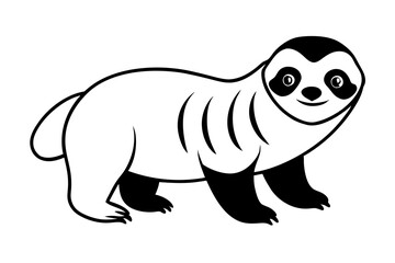 sloth silhouette line art vector illustration with a white background