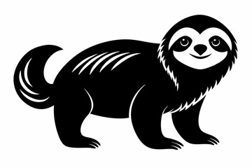 sloth silhouette line art vector illustration with a white background