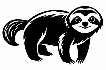 sloth silhouette line art vector illustration with a white background