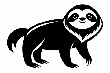 sloth silhouette line art vector illustration with a white background