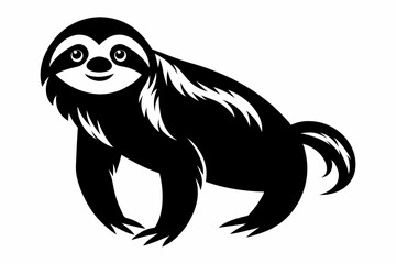 sloth silhouette line art vector illustration with a white background