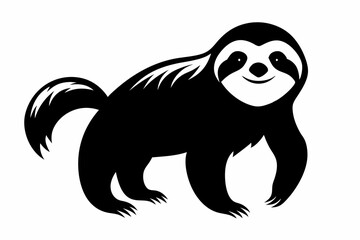 sloth silhouette line art vector illustration with a white background