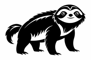 sloth silhouette line art vector illustration with a white background