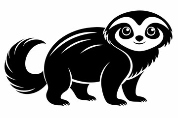 sloth silhouette line art vector illustration with a white background