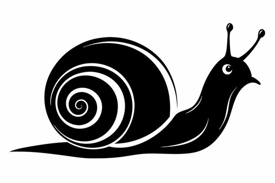 recommend clip art: snail silhouette line art vector illustration with a white background
