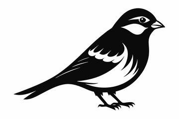 sparrow silhouette line art vector illustration with a white background