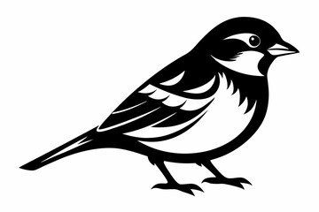 sparrow silhouette line art vector illustration with a white background