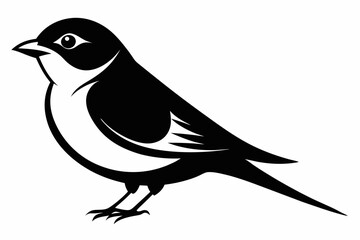 sparrow silhouette line art vector illustration with a white background
