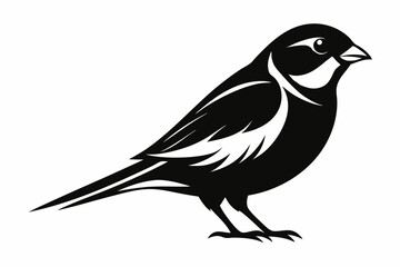 sparrow silhouette line art vector illustration with a white background